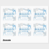 Blue Bows Holiday Cheer Foto van Kerstmis Vierkante Sticker (Vel)