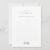 Blue Bowtie Boy Baby shower Advies Kaart (Voorkant)