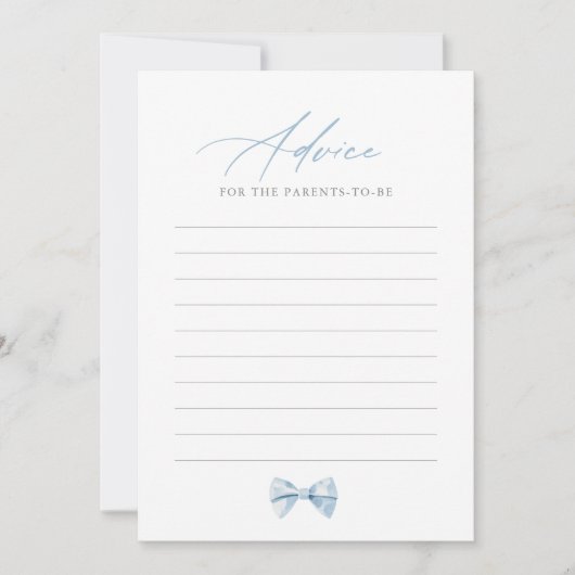 Blue Bowtie Boy Baby shower carte conseil (Devant)
