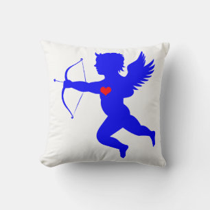 Blue Boy Angel Red Heart Jeter Oreiller