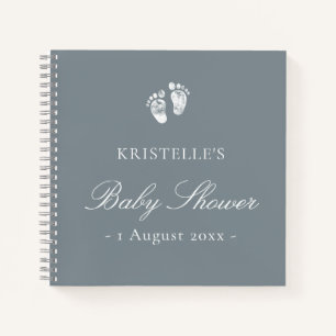 Blue Boy Baby Footprint Baby shower Guest Book Notitieboek