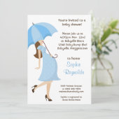 Blue Boy Baby shower Invitation Moderne Mouse Kaart (Staand voorkant)
