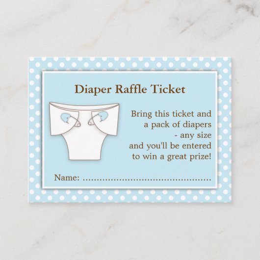 Blue Boy Baby shower Luier Raffle Ticket Insert Informatiekaartje (Voorkant)
