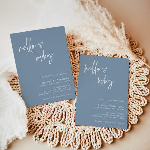 Blue Boy Baby shower   Modern Blue Boy Invitation Kaart