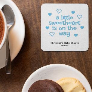 Blue Boy Baby shower Vierkante Kartonnen Onderzetter