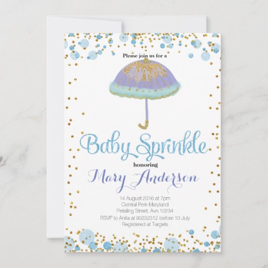 BLUE BOY Baby Sprinkle Invitation Kaart (Voorkant)
