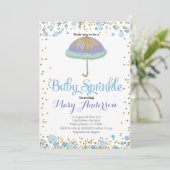 BLUE BOY Baby Sprinkle Invitation Kaart (Staand voorkant)
