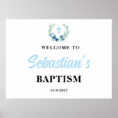 Blue Boy Baptism Welcome Sign Poster (Voorkant)