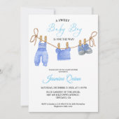 Blue Boy Bohemian Kleding Baby shower Uitnodiging (Voorkant)