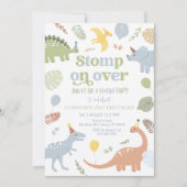 Blue Boy Boho Dinosaurus Verjaardag Kaart (Voorkant)