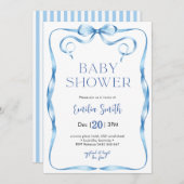 Blue Boy Bow Baby shower Kaart (Voorkant / Achterkant)