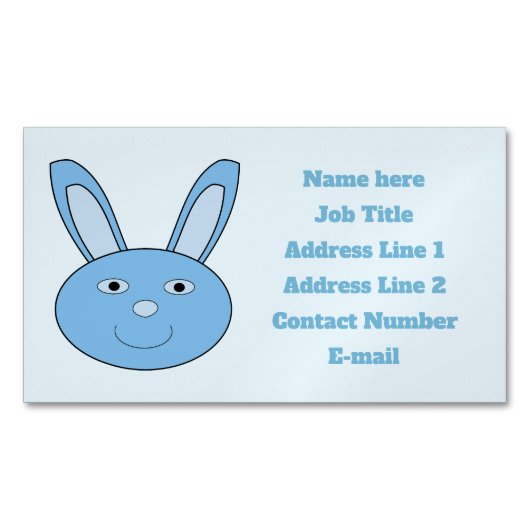 Blue Boy Bunny Face Spring Easter Custom Magnetisch Visitekaartje (Voorkant)