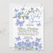 Blue Boy Butterfly Baby shower Invitation Kaart (Voorkant)