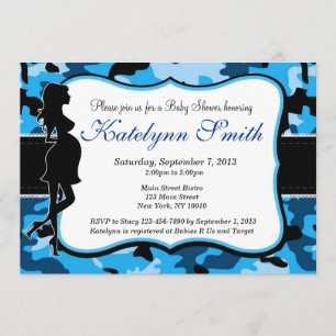 Blue Boy Camouflage Baby shower Uitnodiging