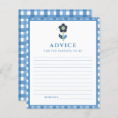 Blue Boy Cute Elephant Advice Parents Baby shower (Voorkant / Achterkant)