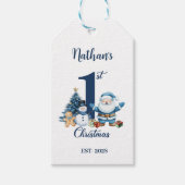 Blue Boy Eerste Kerstdag Cadeaulabel (Voorkant)