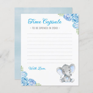 Blue Boy Elephant Baby shower temps Capsule Cartes