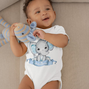 Blue Boy Elephant Persoonlijke naam Romper