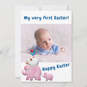 Blue Boy First Easter Welcome Photo Baby Birth Aankondiging