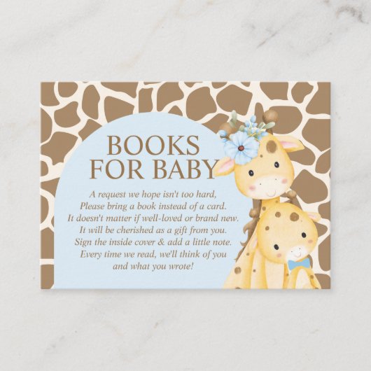 Blue Boy Giraffe Books for Baby Enclosure Kaart (Voorkant)