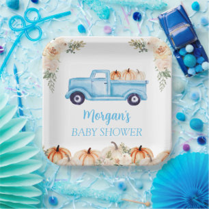Blue Boy Little Pumpkin Schattige Baby shower Papieren Bordje