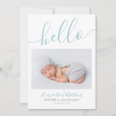 Blue Boy Minimalist Photo Baby Faire-part Card (Devant)
