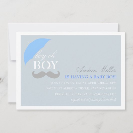 Blue Boy Oh Boy Baby shower Invitation (Devant)