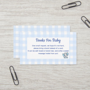 Blue Boy Olifant Boeken voor Baby Shower Bijlage  Visitekaartje