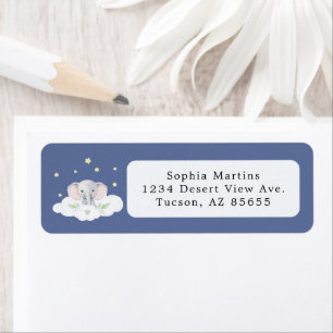 Blue Boy Olifant Kleine Pinda Baby shower Etiket