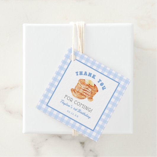 Blue Boy Pannenkoek Ontbijt Verjaardag Dank u Bedankjes Labels (In situ)