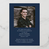 Blue Boy Photo Gold Foil Faire-part de graduation (Verso)