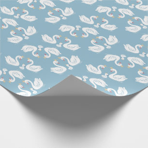 Blue Boy Swan Baby shower Cadeaupapier