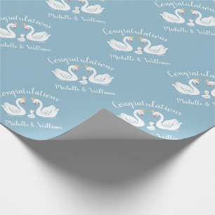 Blue Boy Swan Baby shower Cadeaupapier
