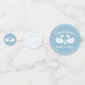 Blue Boy Swan Baby shower Confetti (Achterkanten)