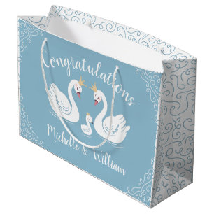 Blue Boy Swan Baby shower Groot Cadeauzakje