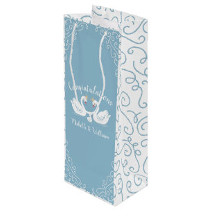 Blue Boy Swan Baby shower Wijn Cadeautas