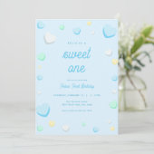Blue Boy Sweet One First Birthday Invitation Kaart (Staand voorkant)