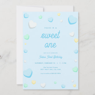 Blue Boy Sweet One First Birthday Invitation Kaart