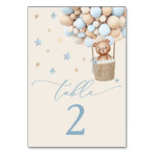 Blue Boy Teddy Bear Baby shower Table Number Kaart (Achterkant)
