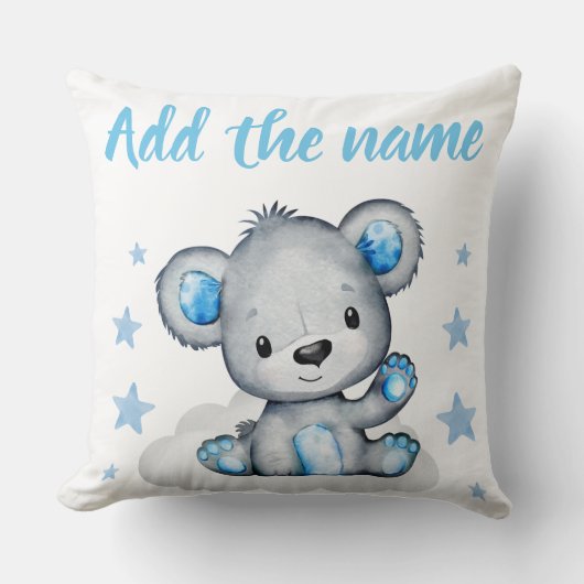Blue Boy Teddy Bear met de naam Stars Sierkussen (Voorkant)