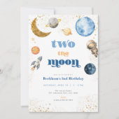 Blue Boy Two the Moon Anniversaire Invitation (Devant)