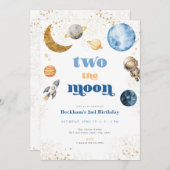 Blue Boy Two the Moon Anniversaire Invitation (Devant / Derrière)