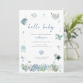 Blue Boy Under the Sea Baby shower Invitation (Debout devant)