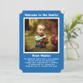 Blue Boys Adoption Party Photo Invitation (Debout devant)