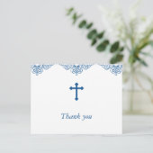 Blue Boys Baptism/Christening Hartelijk dank Briefkaart (Staand voorkant)