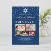 Blue Boys Bar Mitzvah Foto Kaart (Staand voorkant)