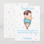 Blue Boys Crème glacée Anniversaire Carte de remer (Devant / Derrière)