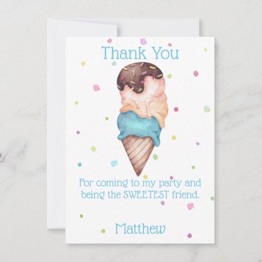 Blue Boys Crème glacée Anniversaire Carte de remer (Devant)