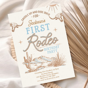 Blue Boys Eerste Rodeo 1e Verjaardag Kaart