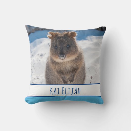 Blue Boys gepersonaliseerde Quokka Beach Kussen (Voorkant)